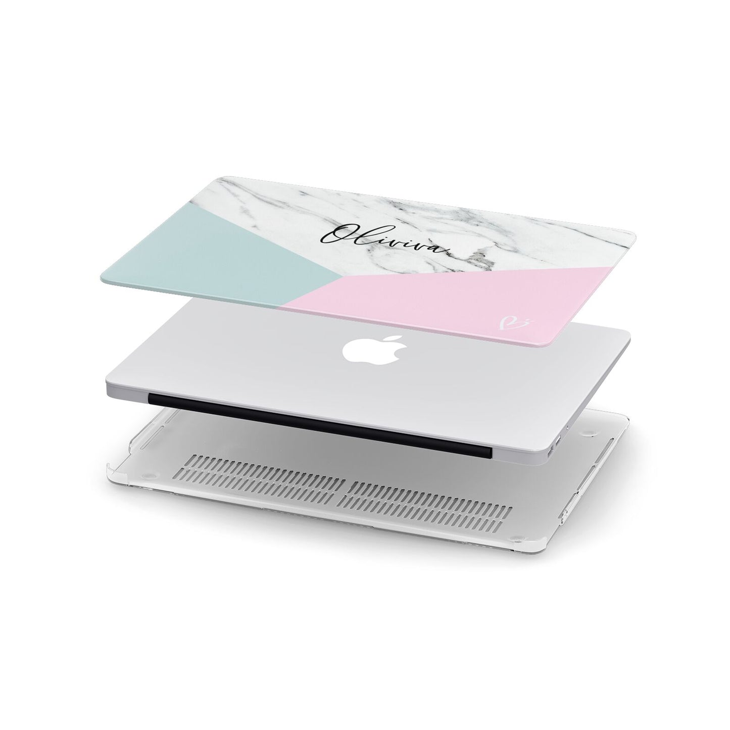 Marble Pink Geometric Personalised Apple MacBook Case in Detail