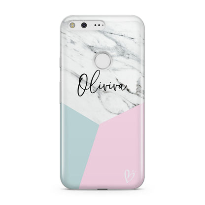 Marble Pink Geometric Personalised Google Pixel Case