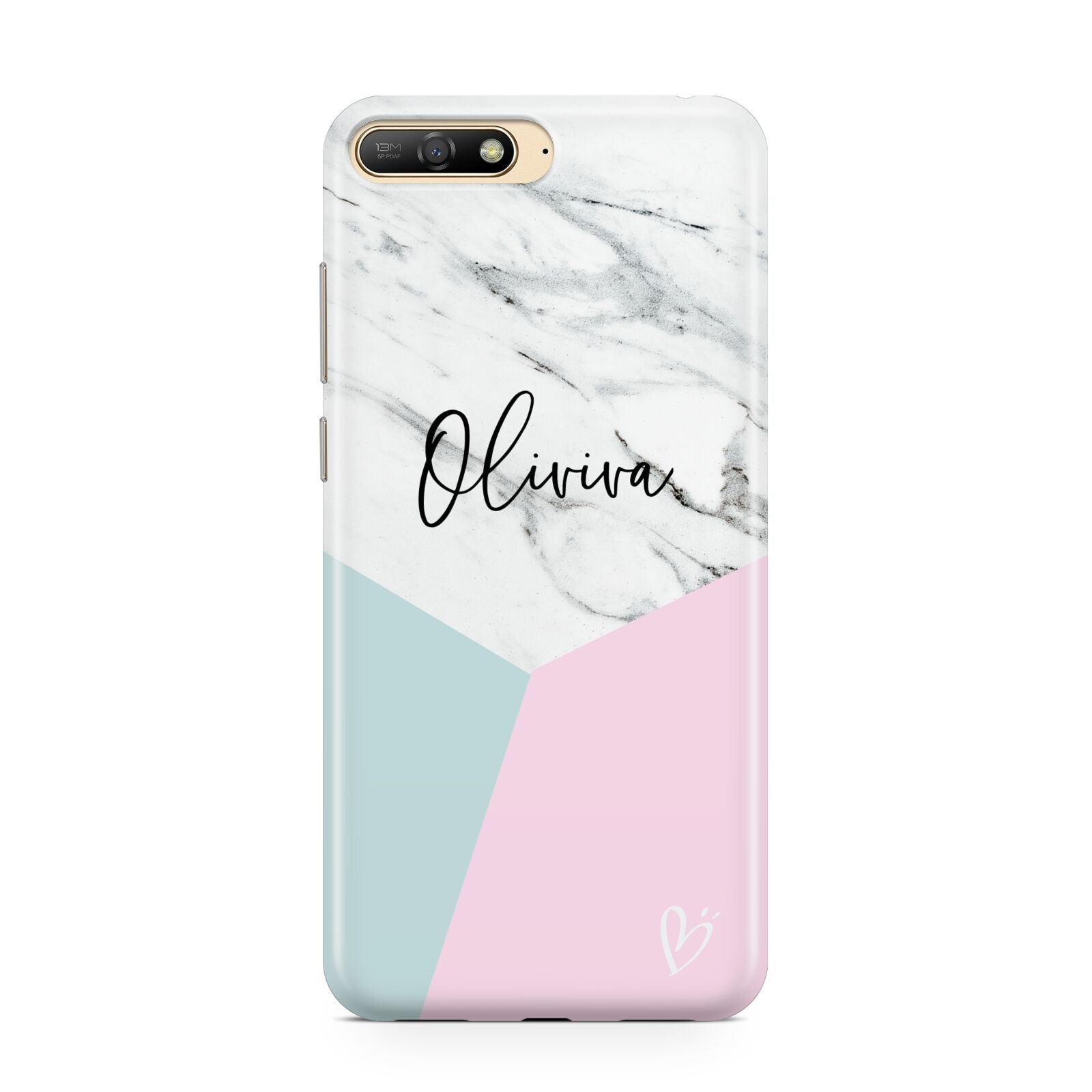 Marble Pink Geometric Personalised Huawei Y6 2018