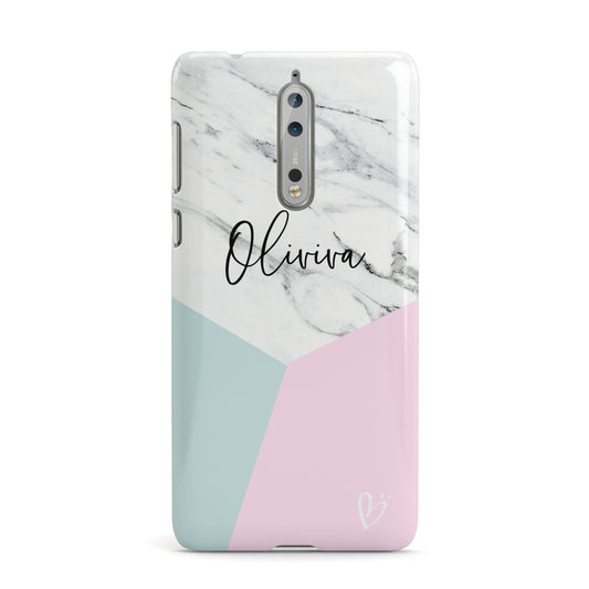 Marble Pink Geometric Personalised Nokia Case