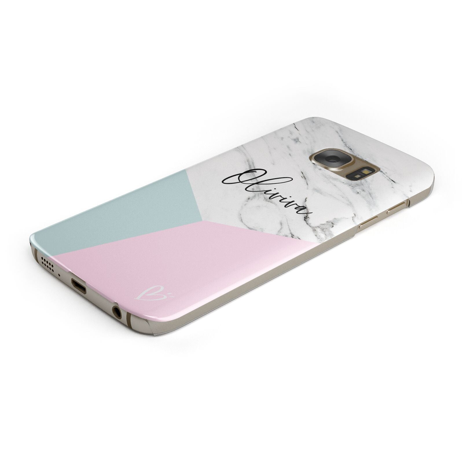 Marble Pink Geometric Personalised Protective Samsung Galaxy Case Angled Image