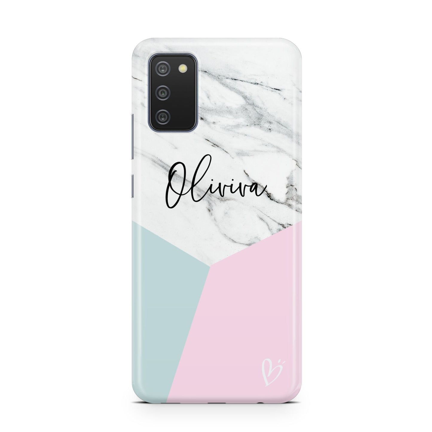 Marble Pink Geometric Personalised Samsung A02s Case