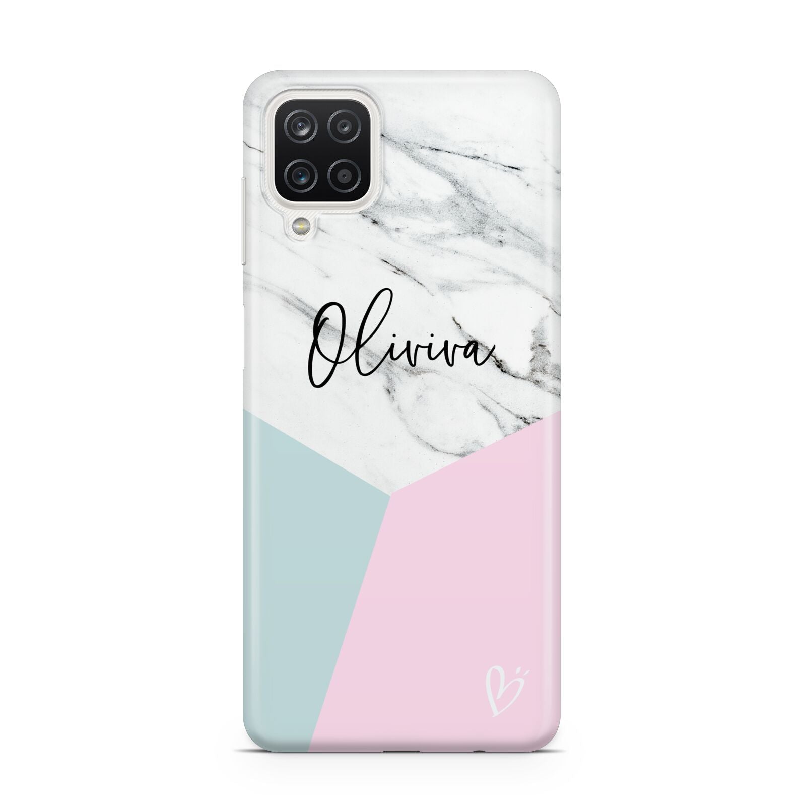 Marble Pink Geometric Personalised Samsung A12 Case