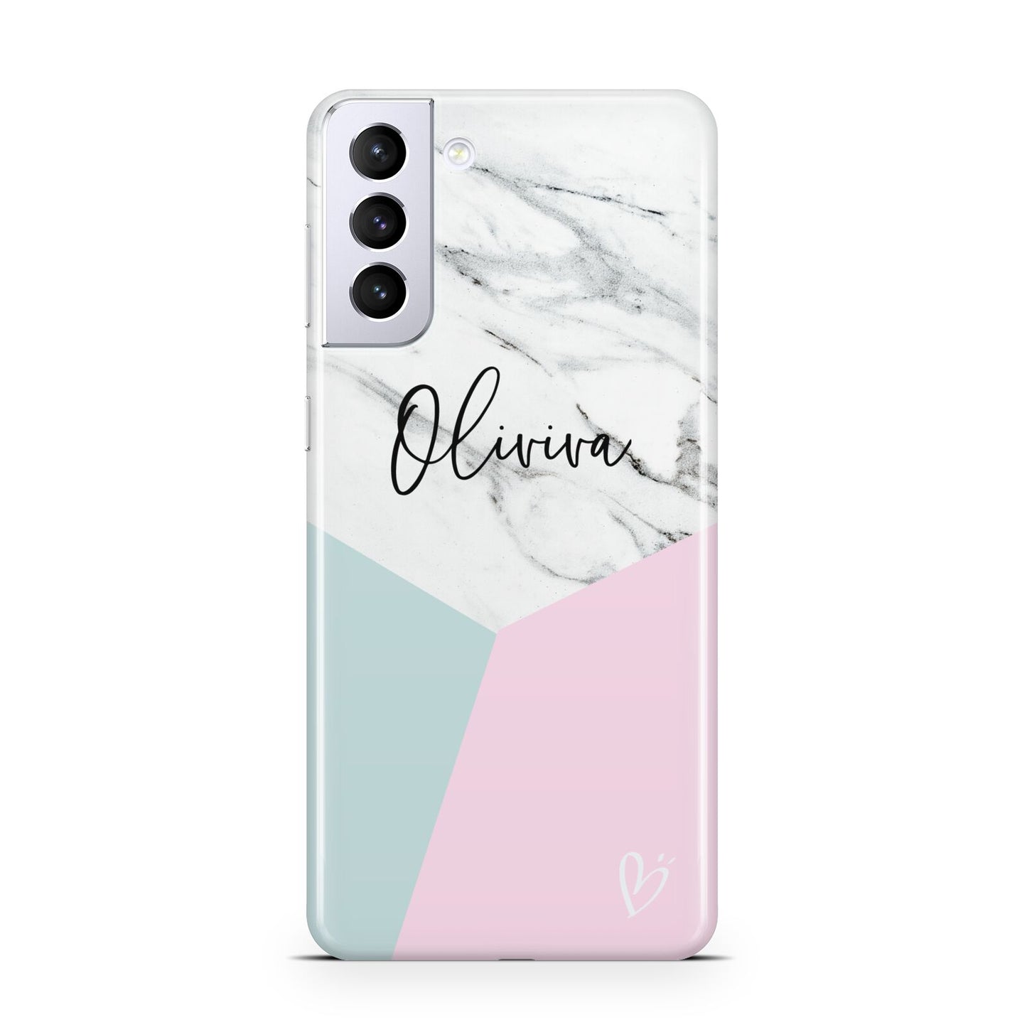 Marble Pink Geometric Personalised Samsung S21 Plus Case