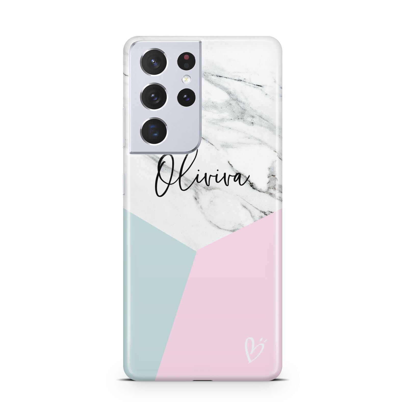 Marble Pink Geometric Personalised Samsung S21 Ultra Case