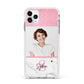 Marble Pink Glitter Photo Custom Apple iPhone 11 Pro Max in Silver with White Impact Case