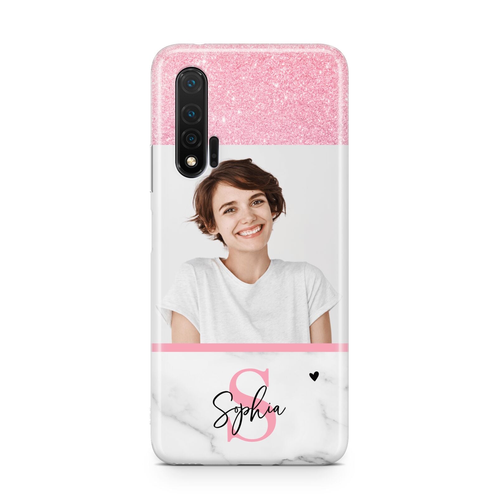 Marble Pink Glitter Photo Custom Huawei Nova 6 Phone Case