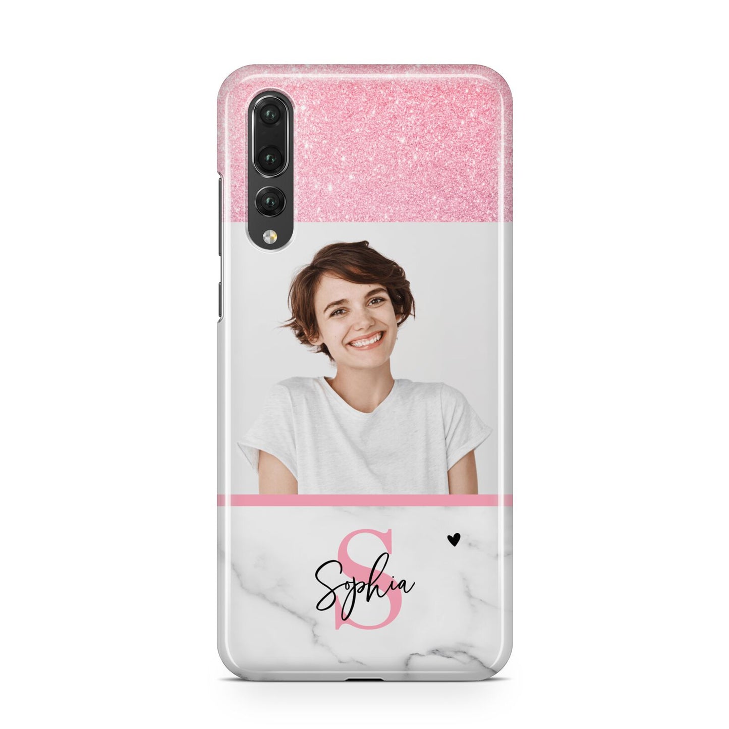 Marble Pink Glitter Photo Custom Huawei P20 Pro Phone Case