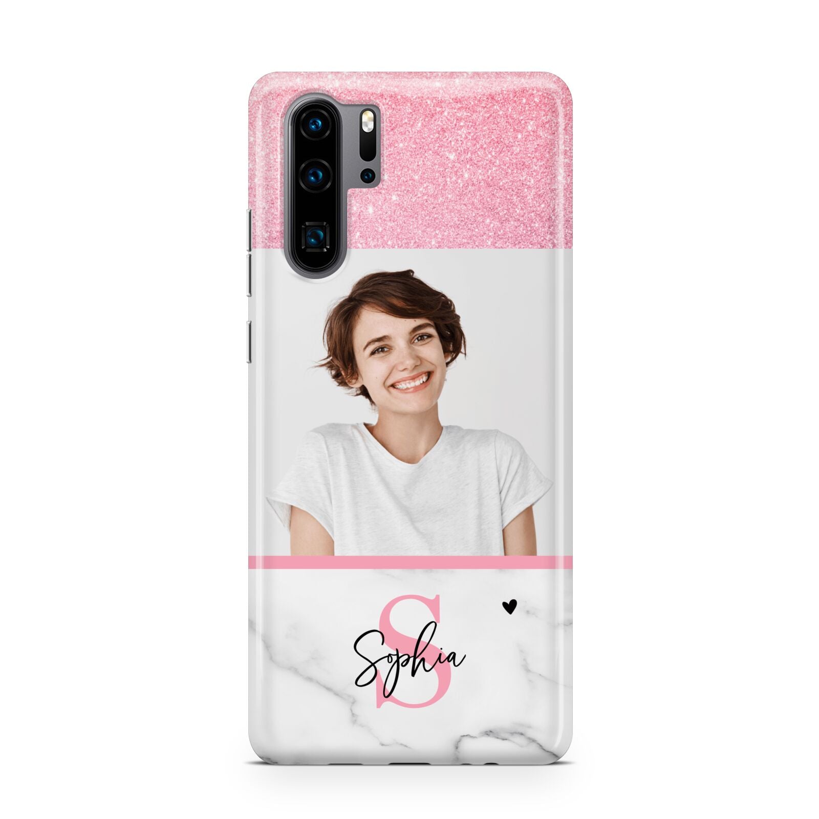 Marble Pink Glitter Photo Custom Huawei P30 Pro Phone Case