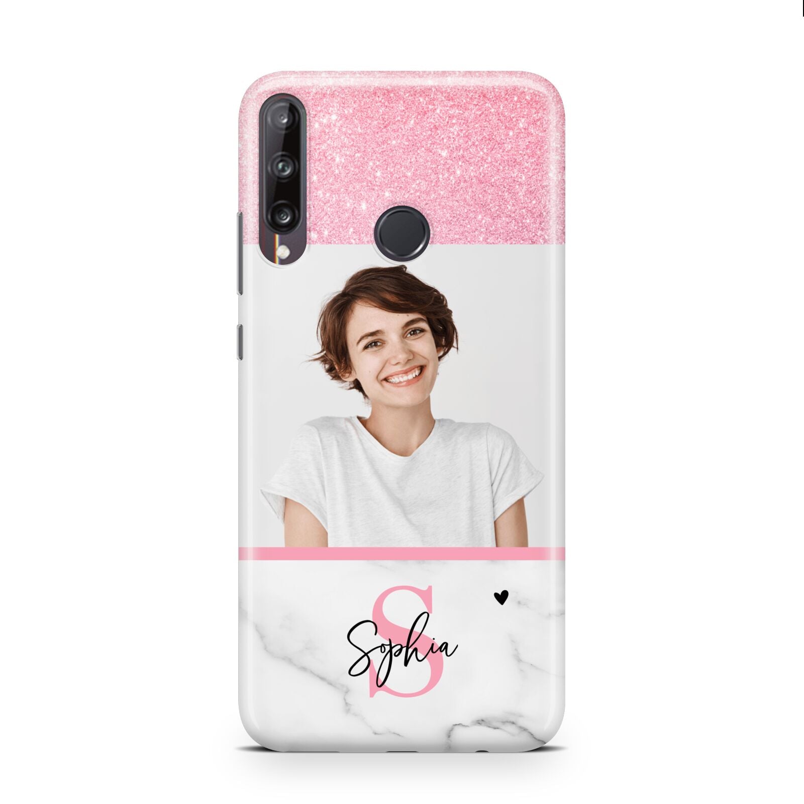 Marble Pink Glitter Photo Custom Huawei P40 Lite E Phone Case