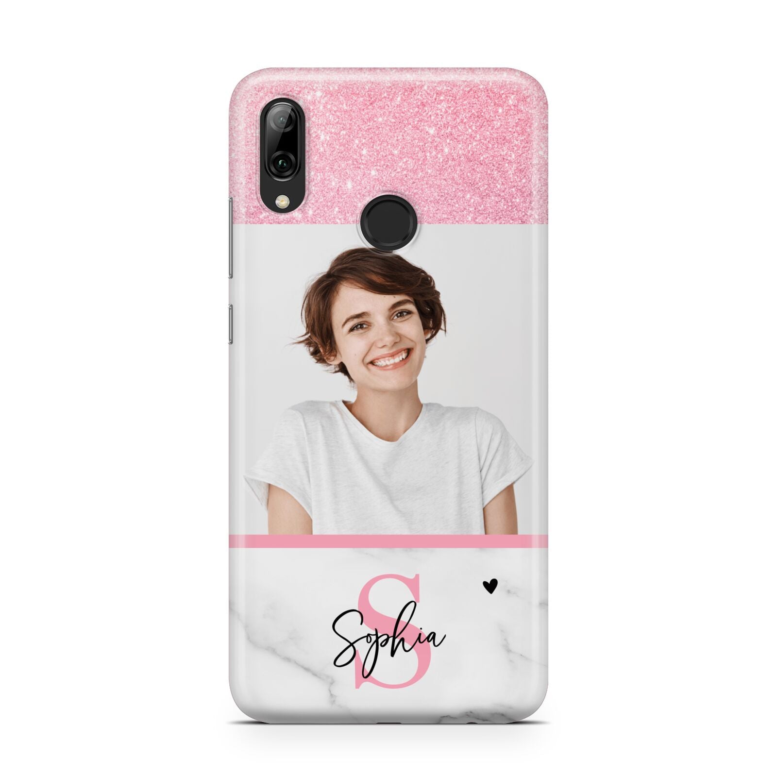 Marble Pink Glitter Photo Custom Huawei Y7 2019