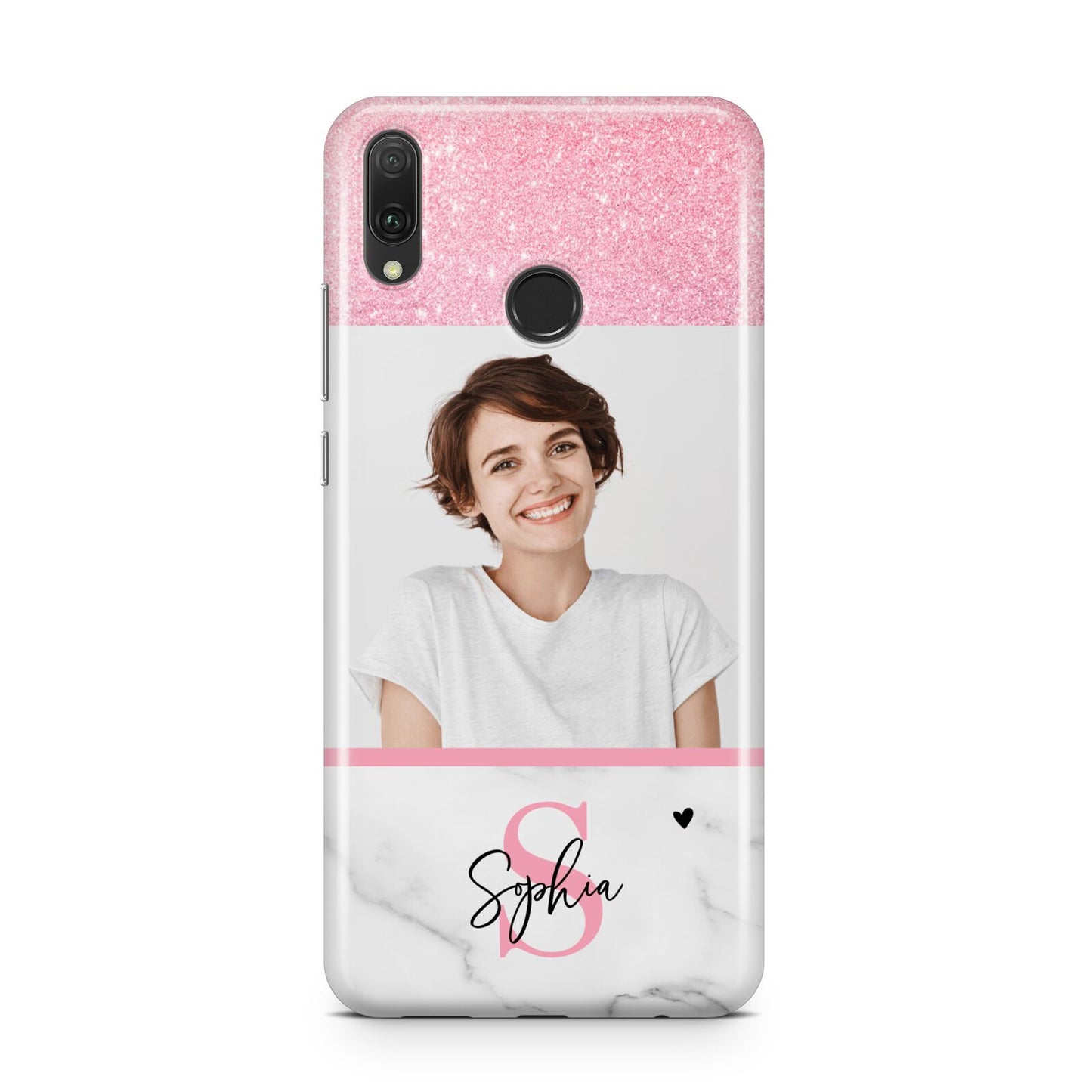 Marble Pink Glitter Photo Custom Huawei Y9 2019