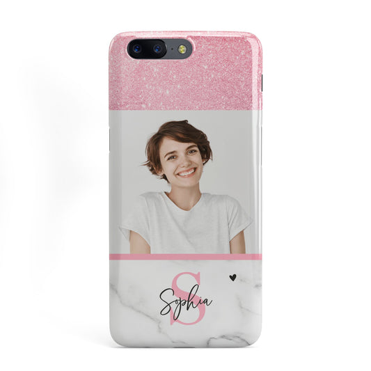 Marble Pink Glitter Photo Custom OnePlus Case