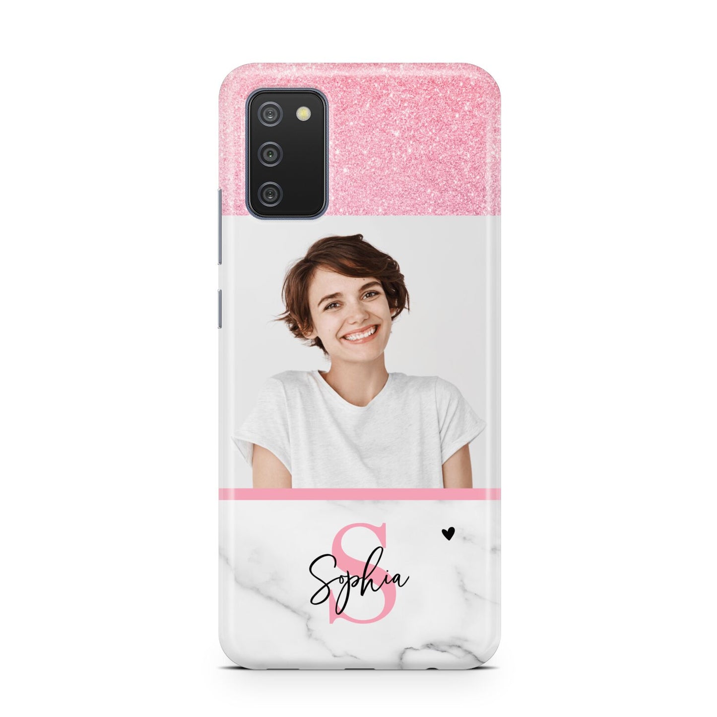 Marble Pink Glitter Photo Custom Samsung A02s Case