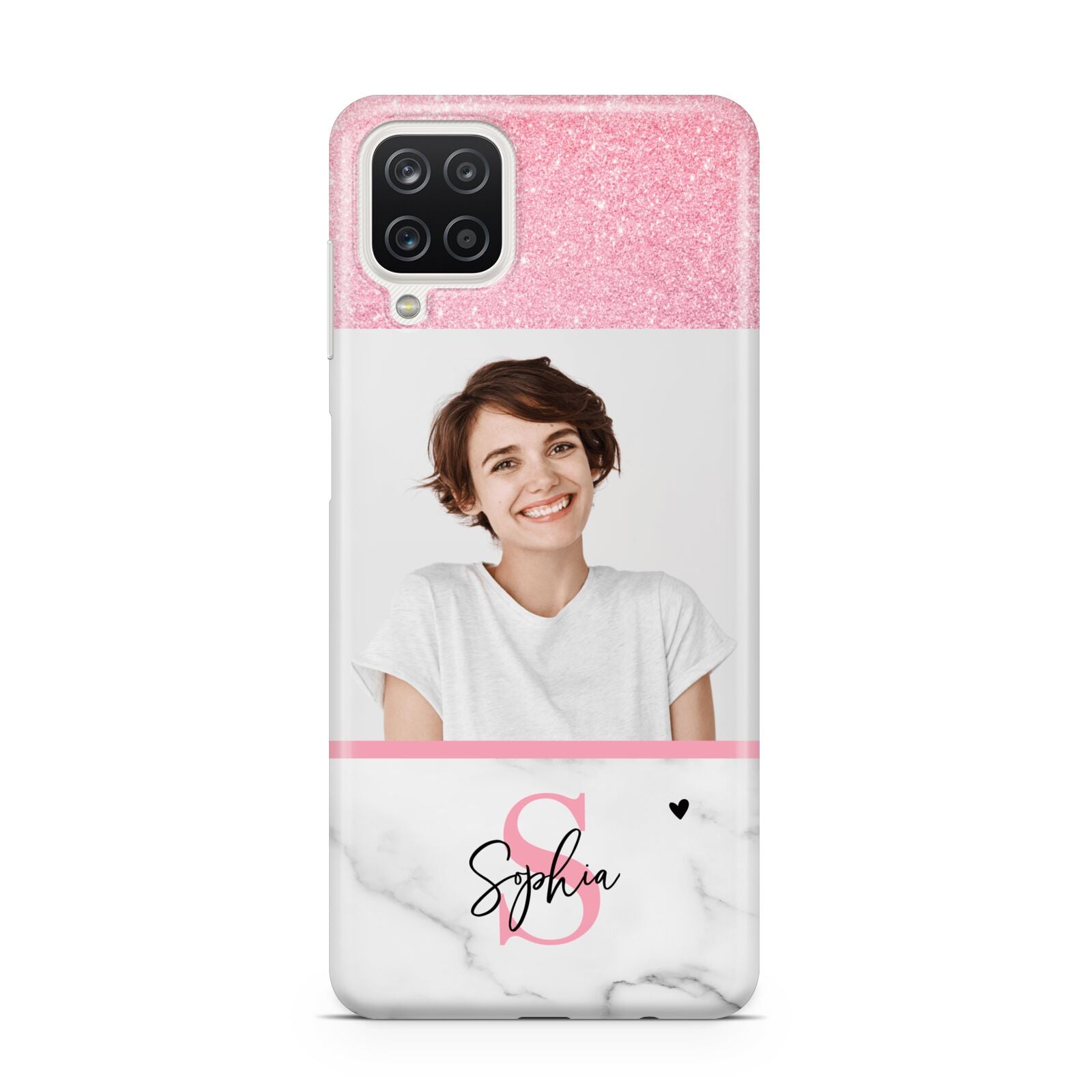 Marble Pink Glitter Photo Custom Samsung A12 Case