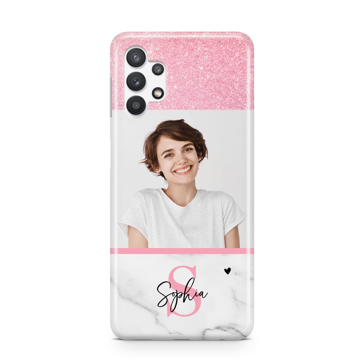 Marble Pink Glitter Photo Custom Samsung A32 5G Case