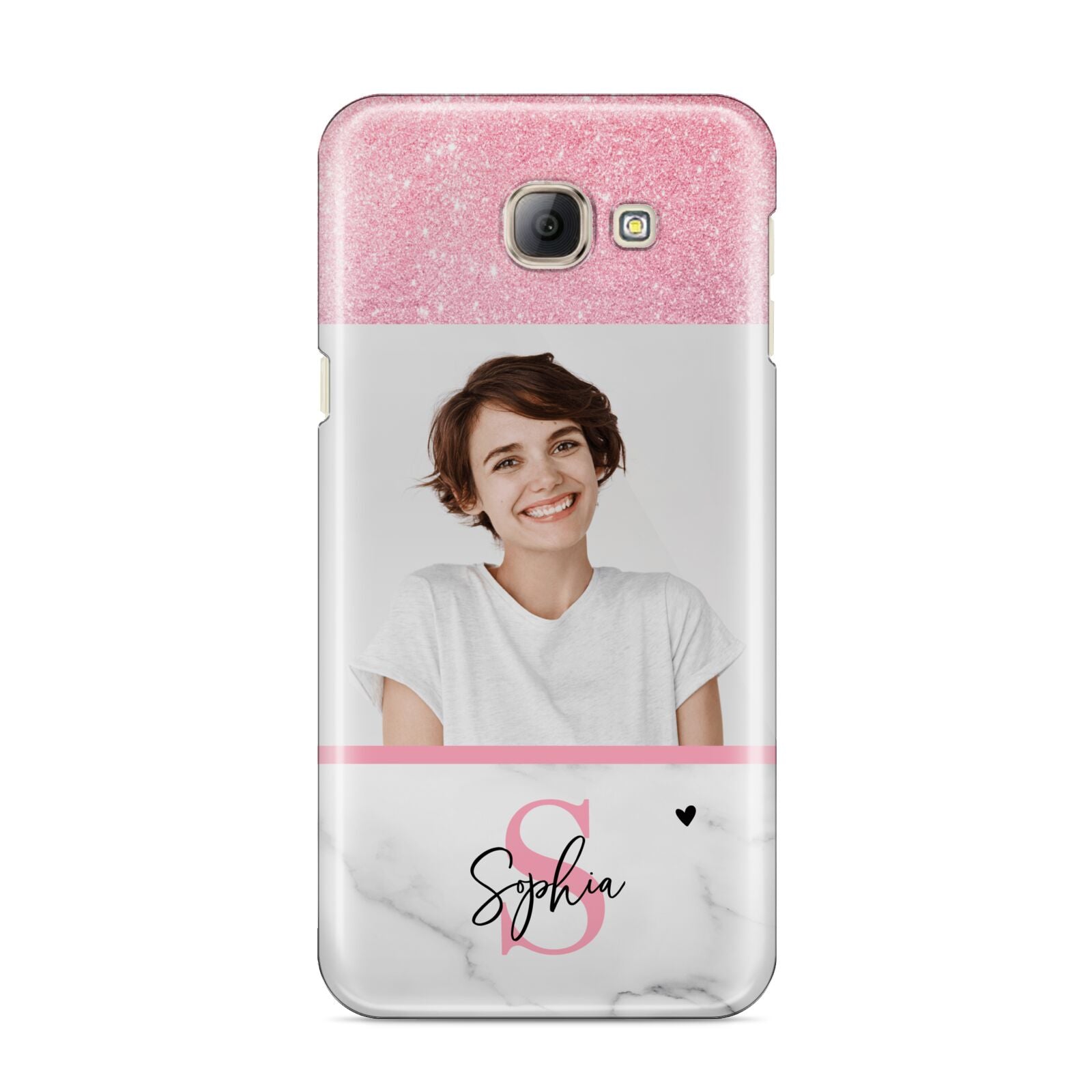 Marble Pink Glitter Photo Custom Samsung Galaxy A8 2016 Case