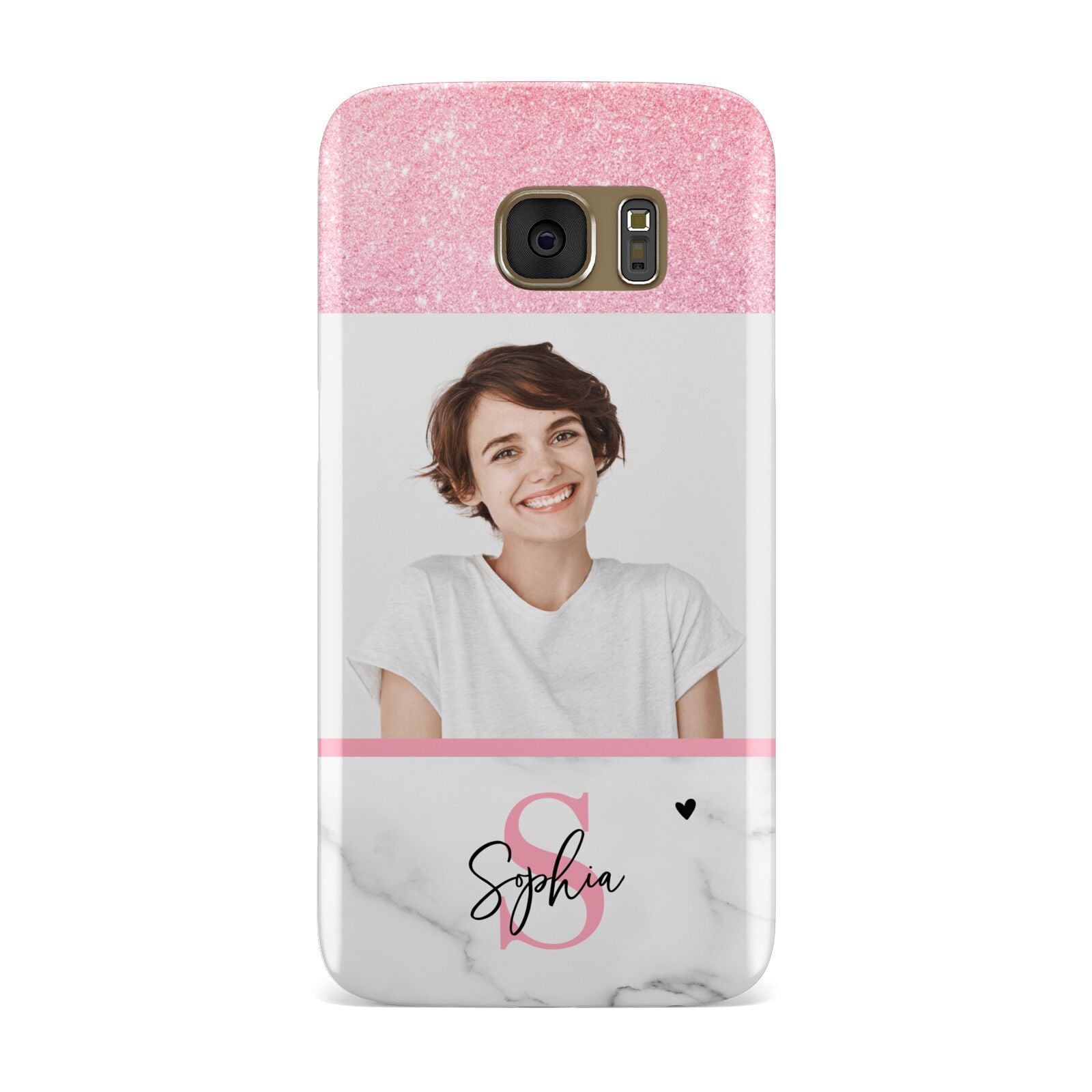 Marble Pink Glitter Photo Custom Samsung Galaxy Case