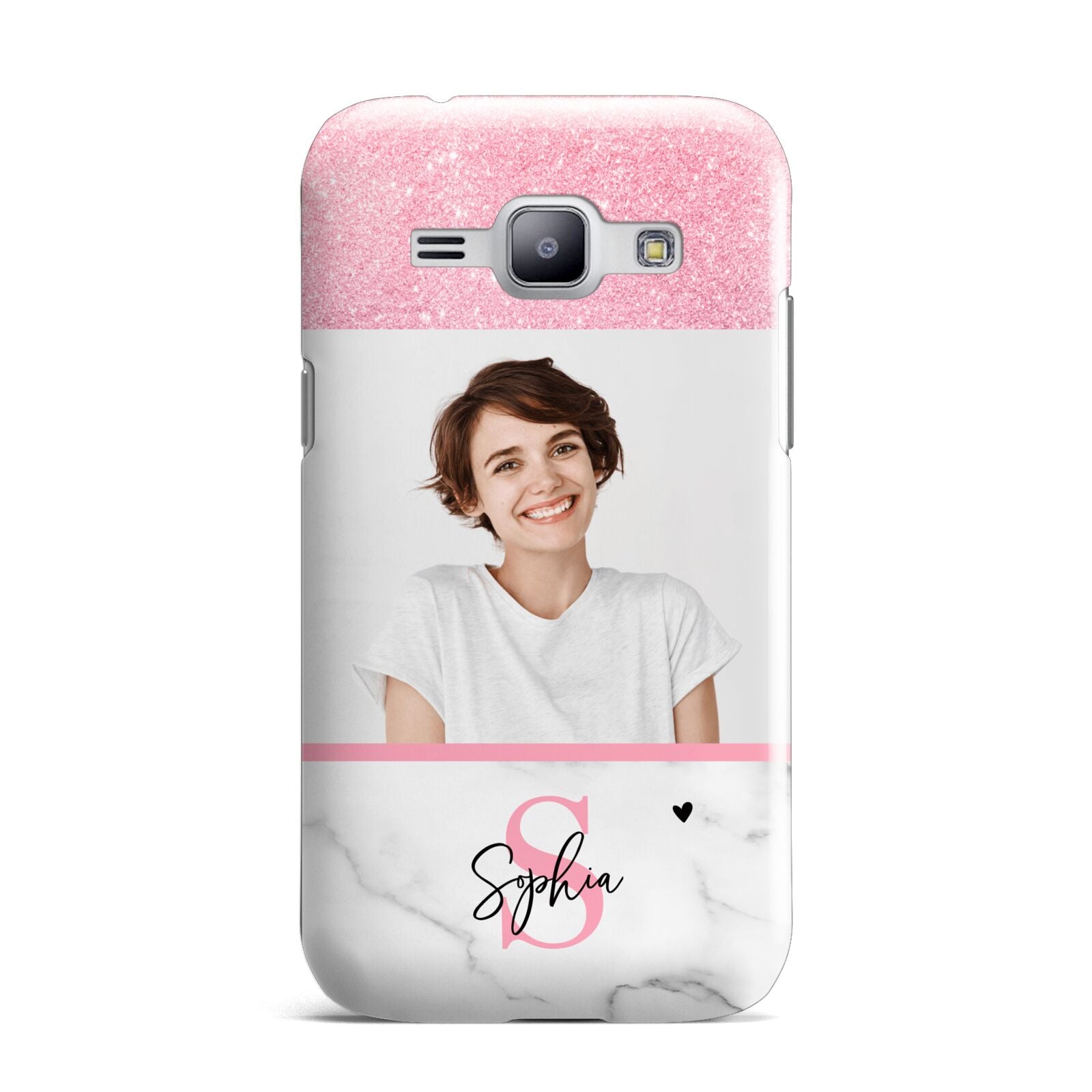 Marble Pink Glitter Photo Custom Samsung Galaxy J1 2015 Case