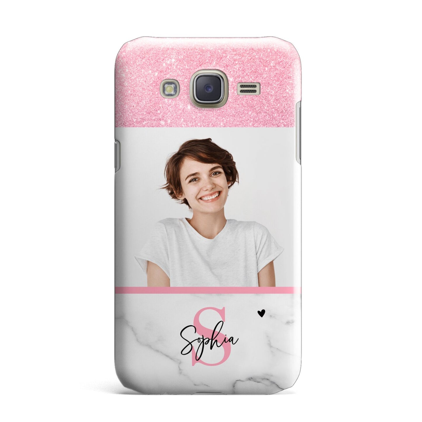 Marble Pink Glitter Photo Custom Samsung Galaxy J7 Case