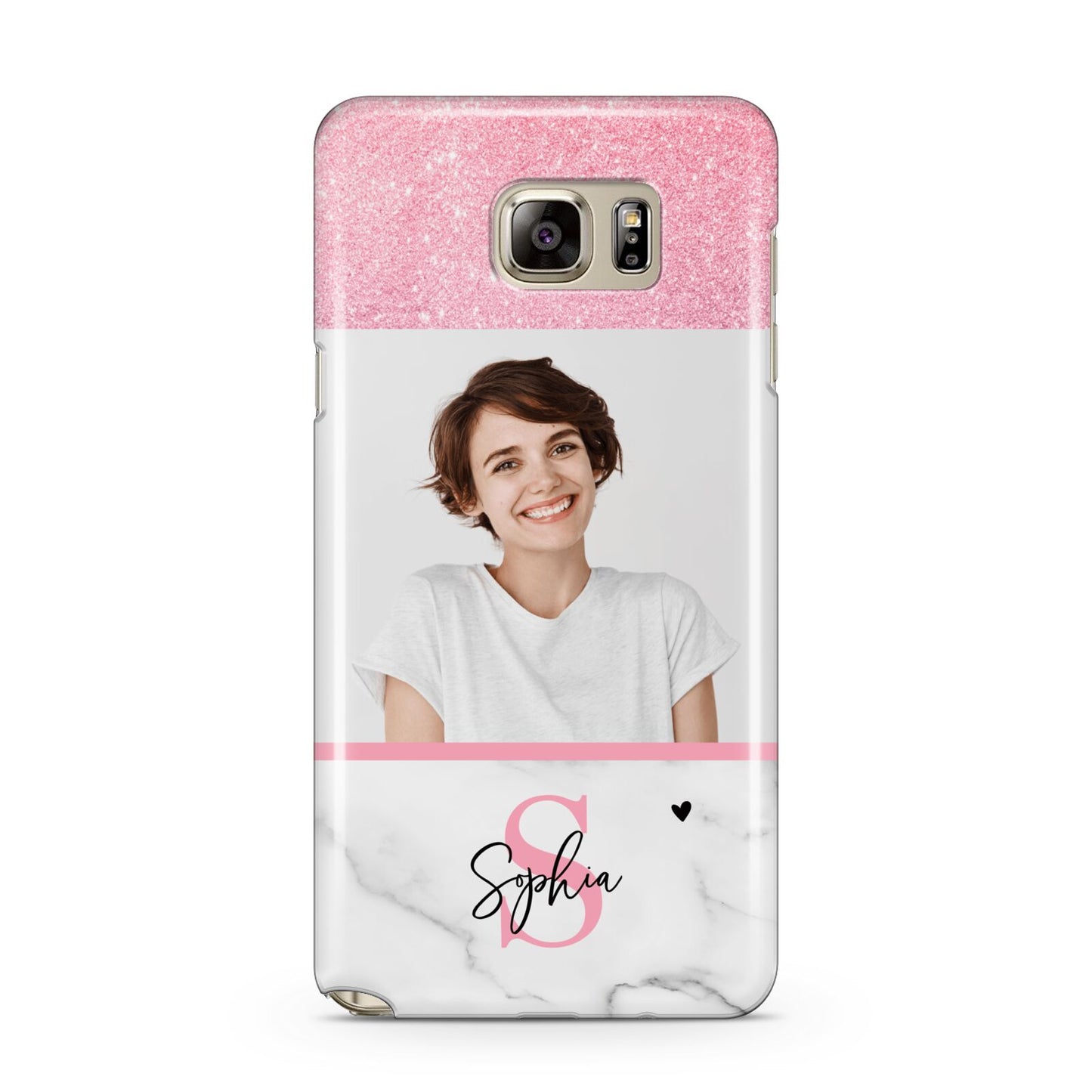 Marble Pink Glitter Photo Custom Samsung Galaxy Note 5 Case