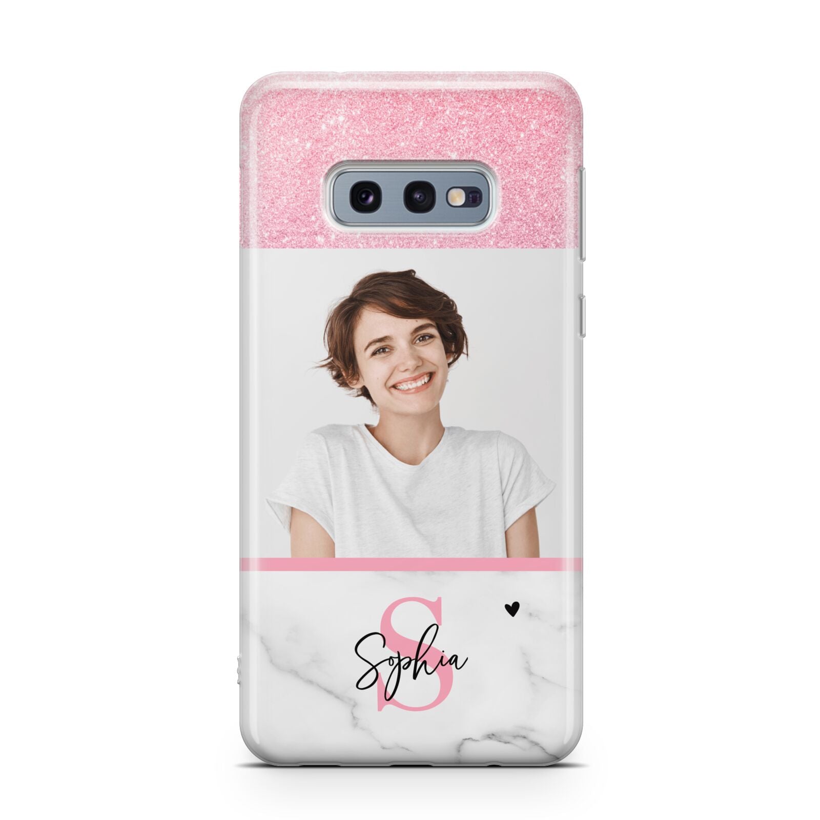 Marble Pink Glitter Photo Custom Samsung Galaxy S10E Case