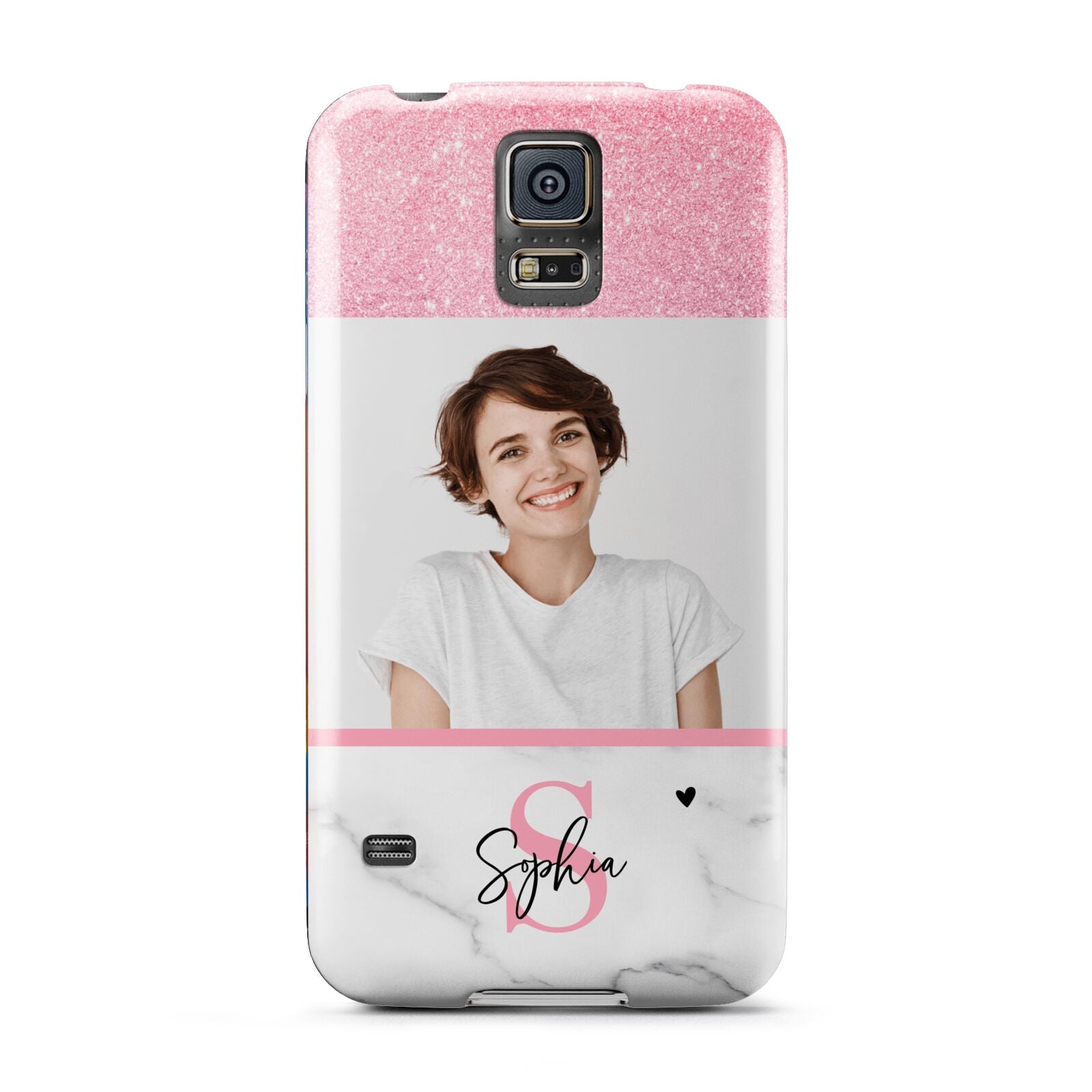 Marble Pink Glitter Photo Custom Samsung Galaxy S5 Case