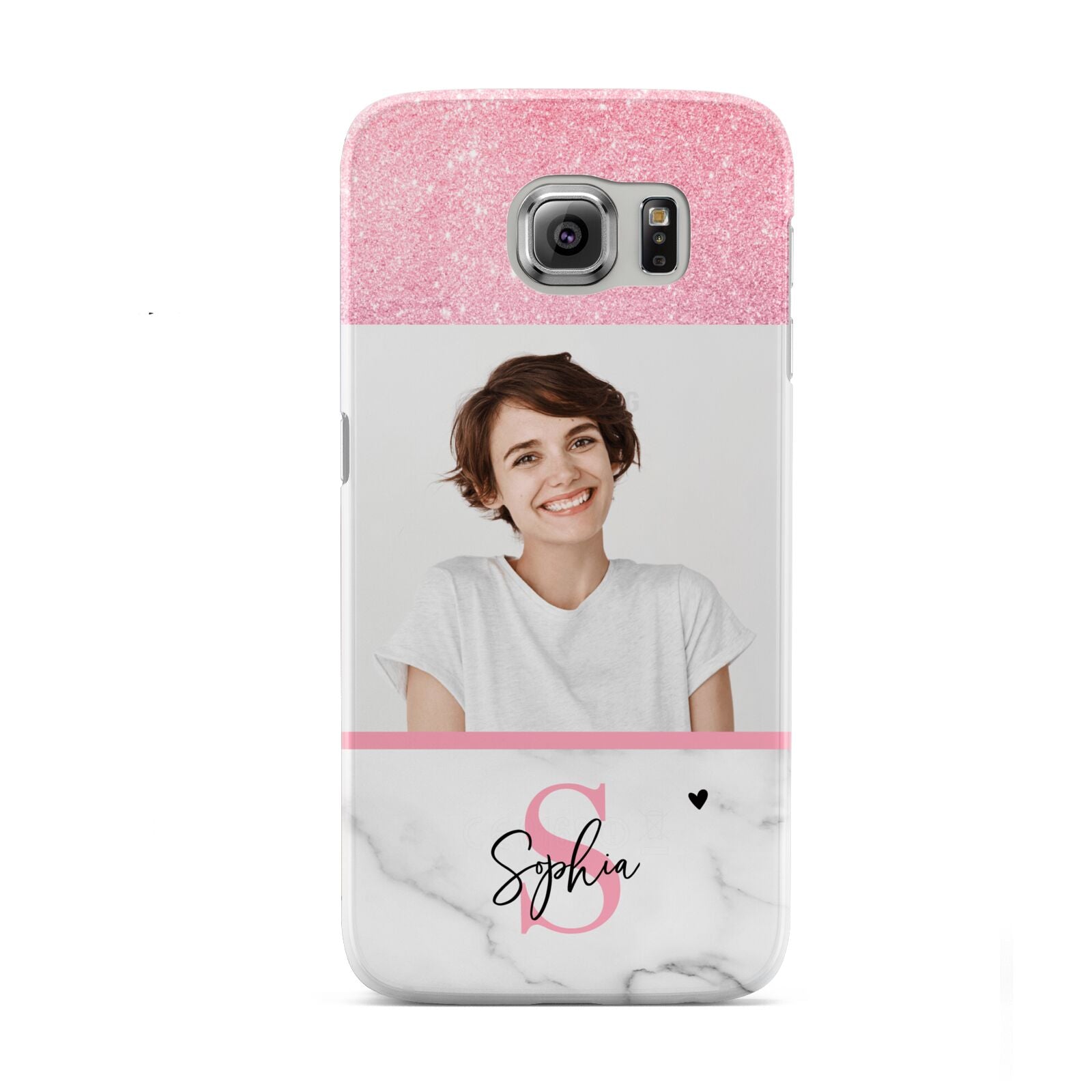 Marble Pink Glitter Photo Custom Samsung Galaxy S6 Case