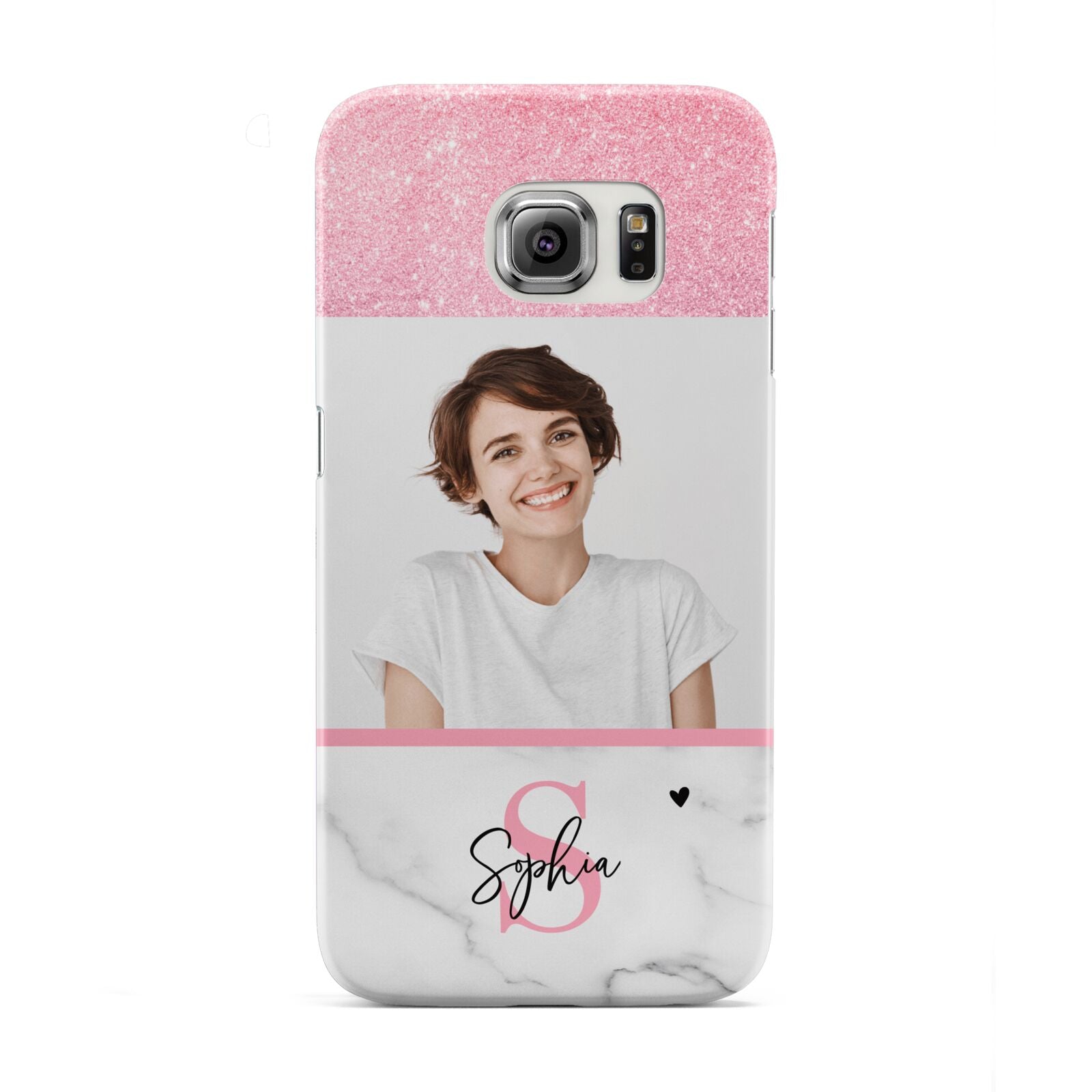 Marble Pink Glitter Photo Custom Samsung Galaxy S6 Edge Case