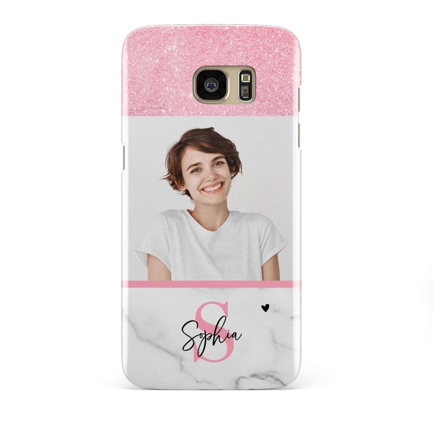 Marble Pink Glitter Photo Custom Samsung Galaxy S7 Edge Case