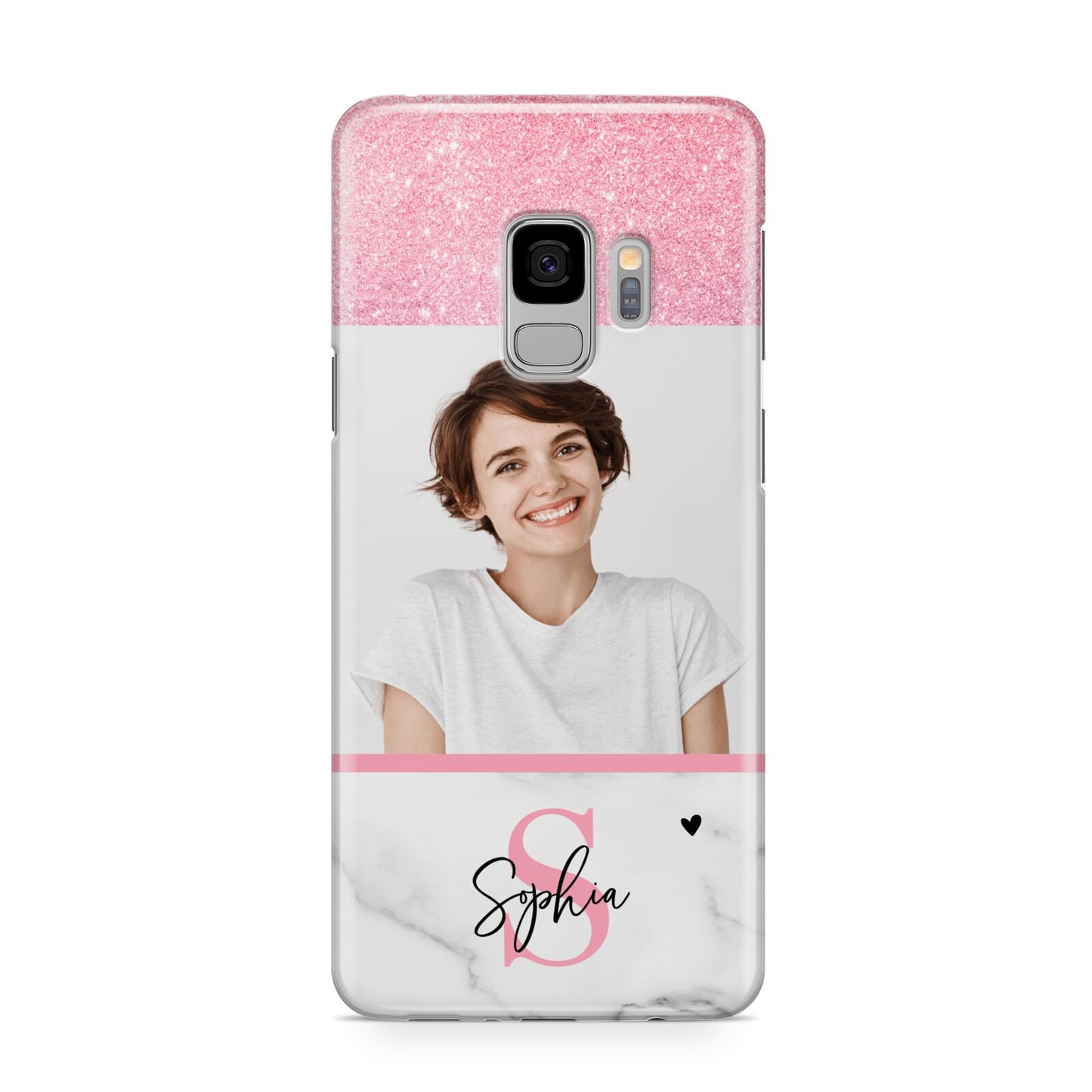 Marble Pink Glitter Photo Custom Samsung Galaxy S9 Case