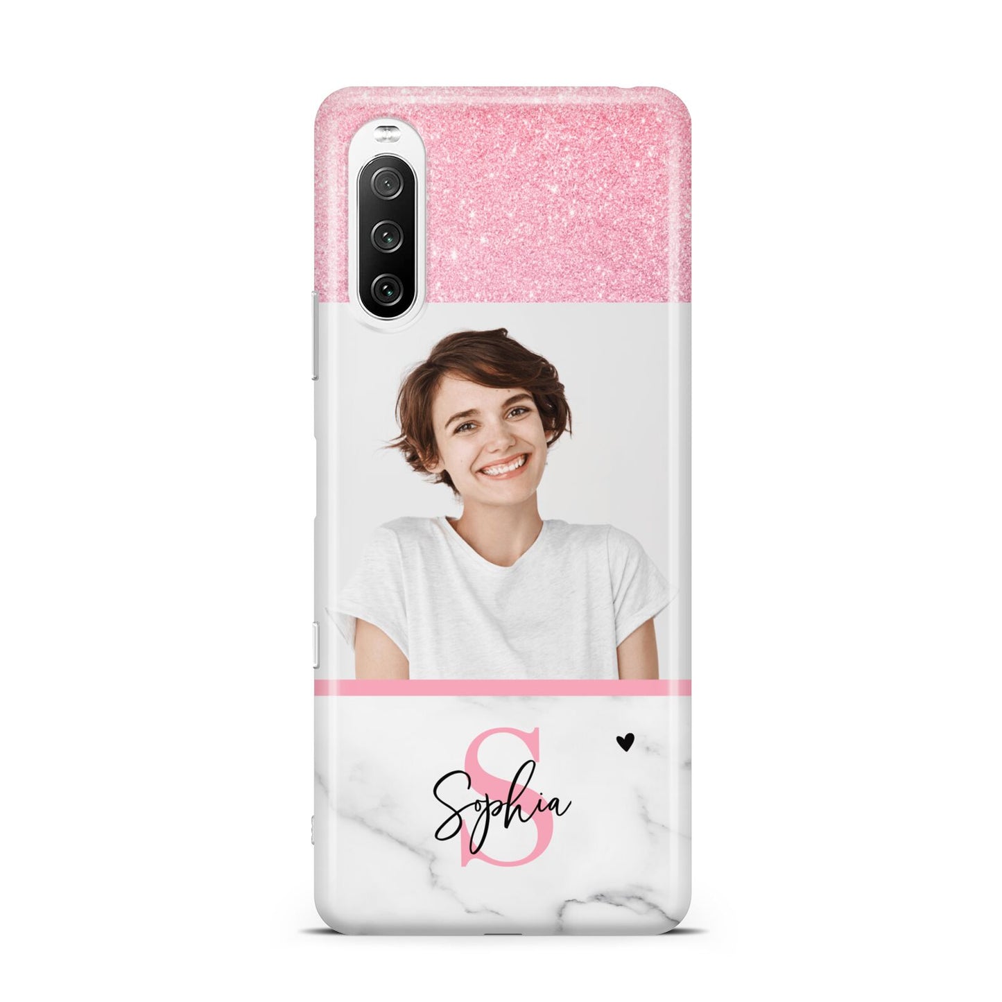 Marble Pink Glitter Photo Custom Sony Xperia 10 III Case