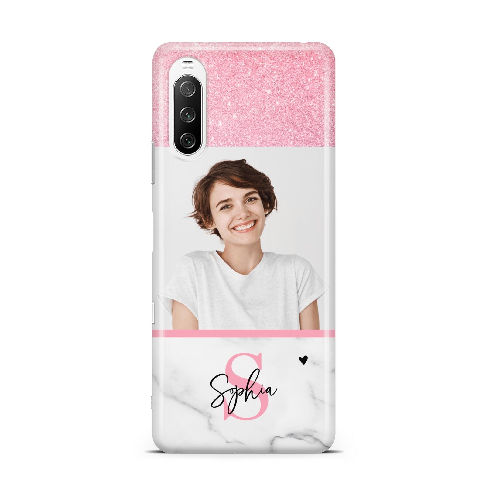 Marble Pink Glitter Photo Custom Sony Xperia 10 III Case