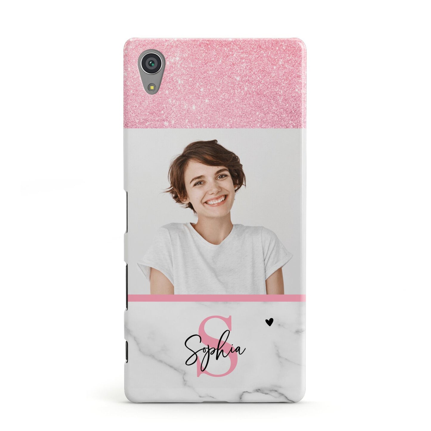 Marble Pink Glitter Photo Custom Sony Xperia Case