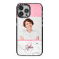 Marble Pink Glitter Photo Custom iPhone 13 Pro Max Black Impact Case on Silver phone