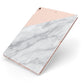 Marble Pink White Grey Apple iPad Case on Rose Gold iPad Side View