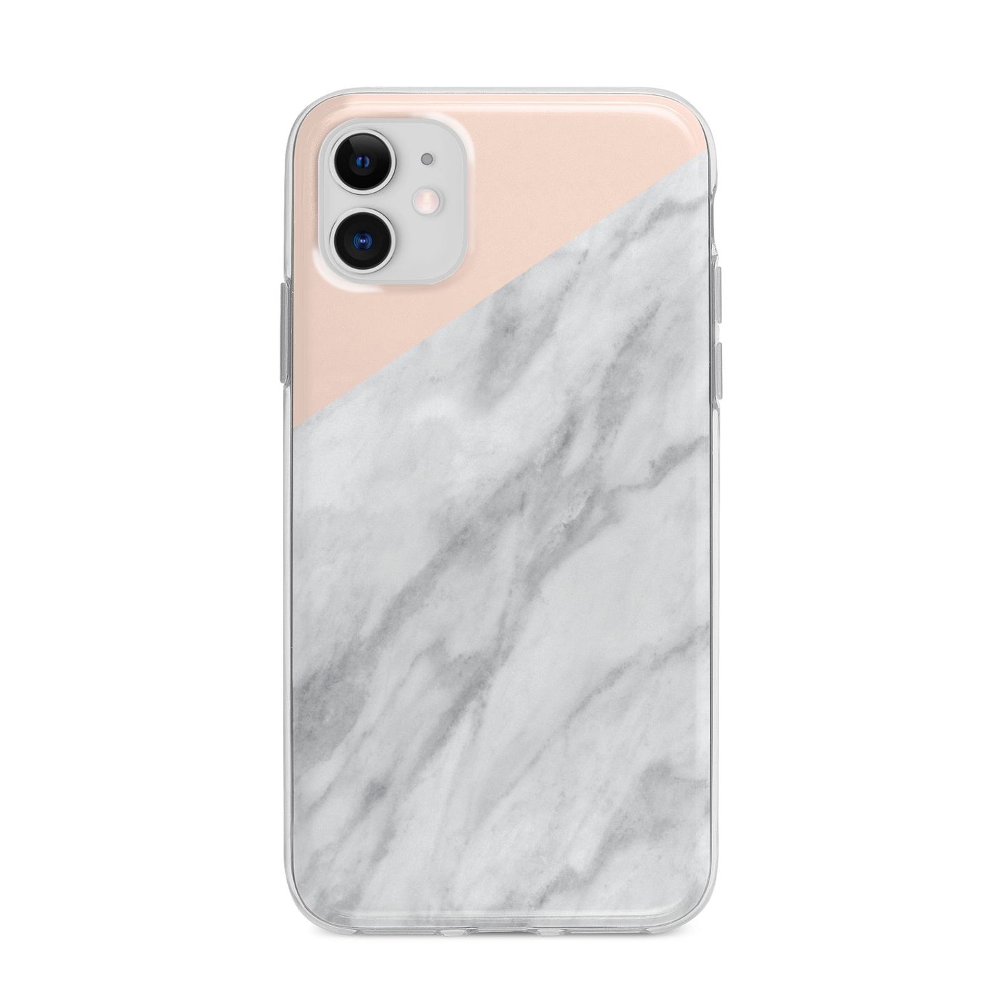 Marble Pink White Grey Apple iPhone 11 in White with Bumper Case