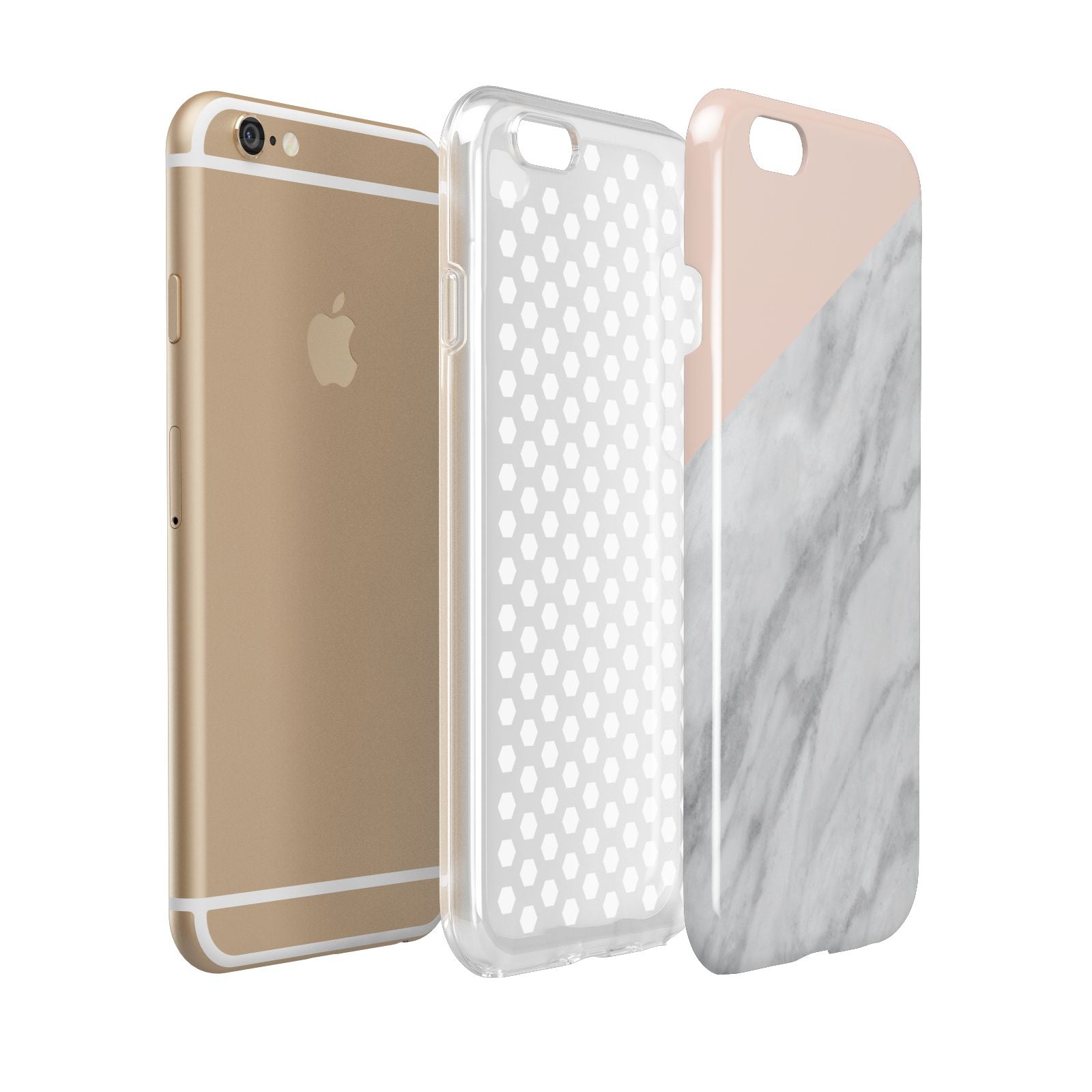 Marble Pink White Grey Apple iPhone 6 3D Tough Case Expanded view