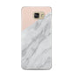 Marble Pink White Grey Samsung Galaxy A5 2016 Case on gold phone
