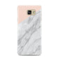 Marble Pink White Grey Samsung Galaxy A7 2016 Case on gold phone