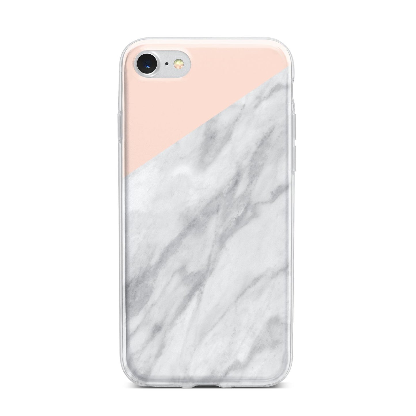 Marble Pink White Grey iPhone 7 Bumper Case on Silver iPhone