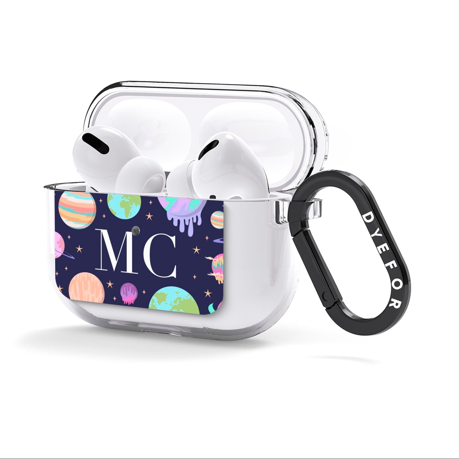 Marble Planets Personalised Initials AirPods Clear Case 3rd Gen Side Image