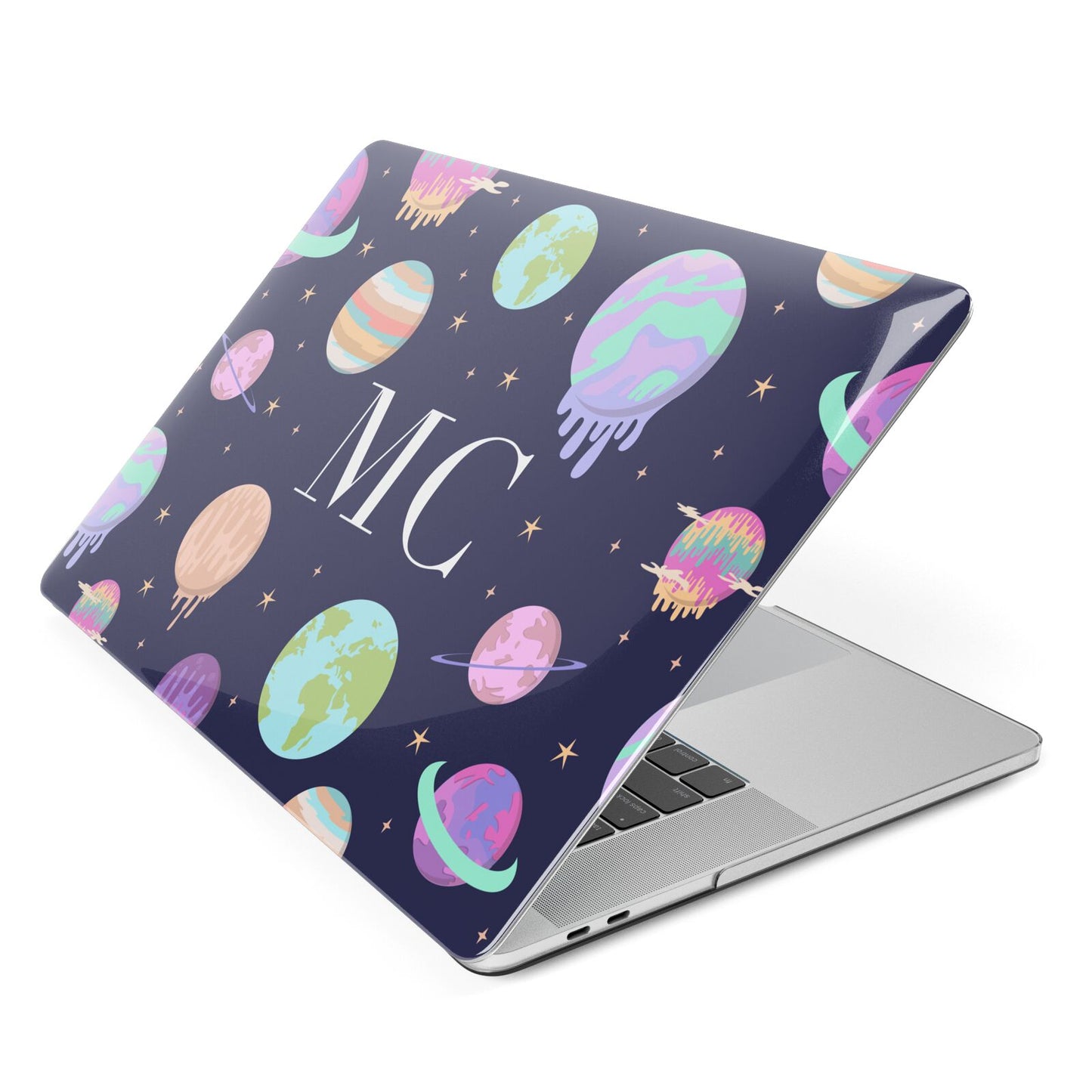 Marble Planets Personalised Initials Apple MacBook Case Side View