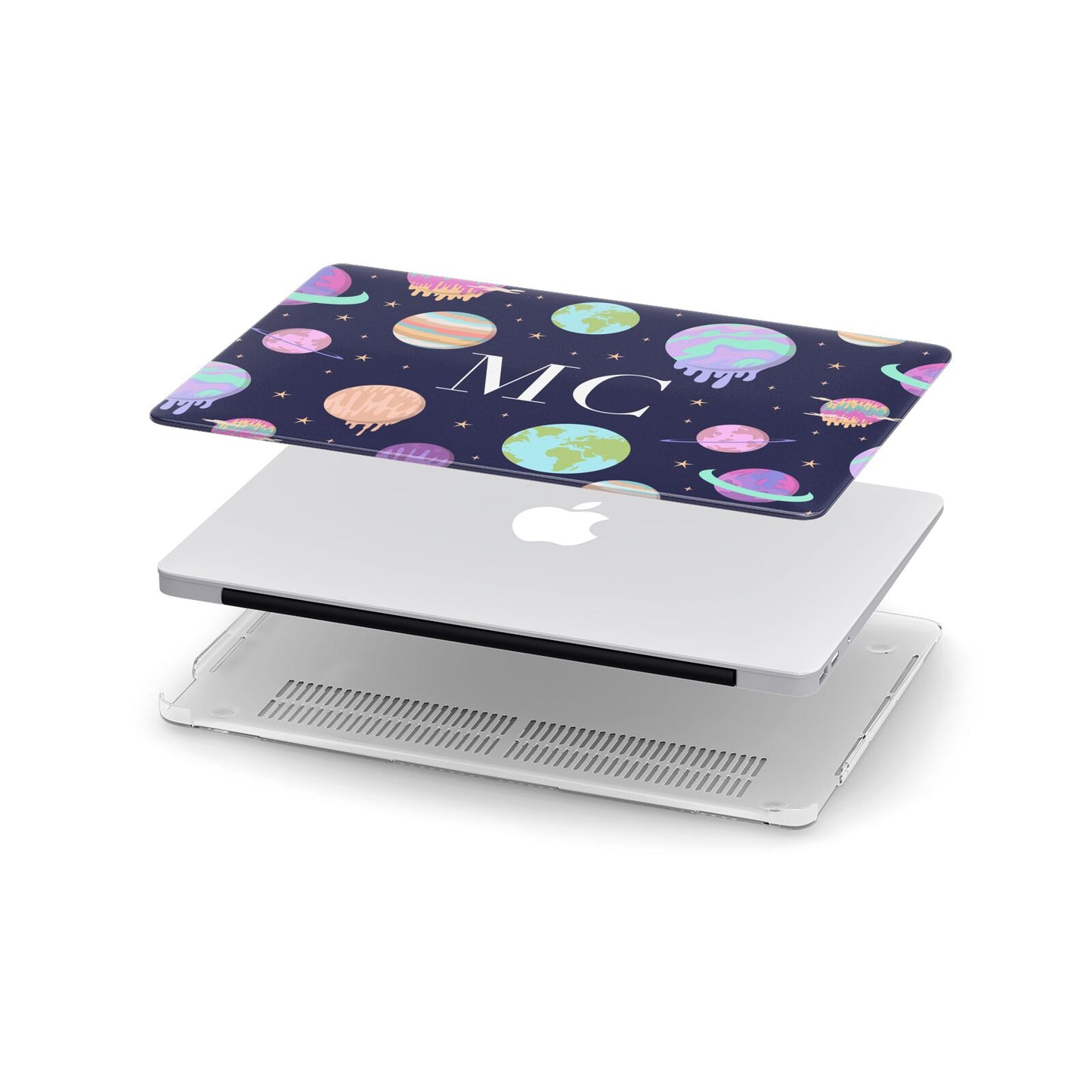 Marble Planets Personalised Initials Apple MacBook Case in Detail