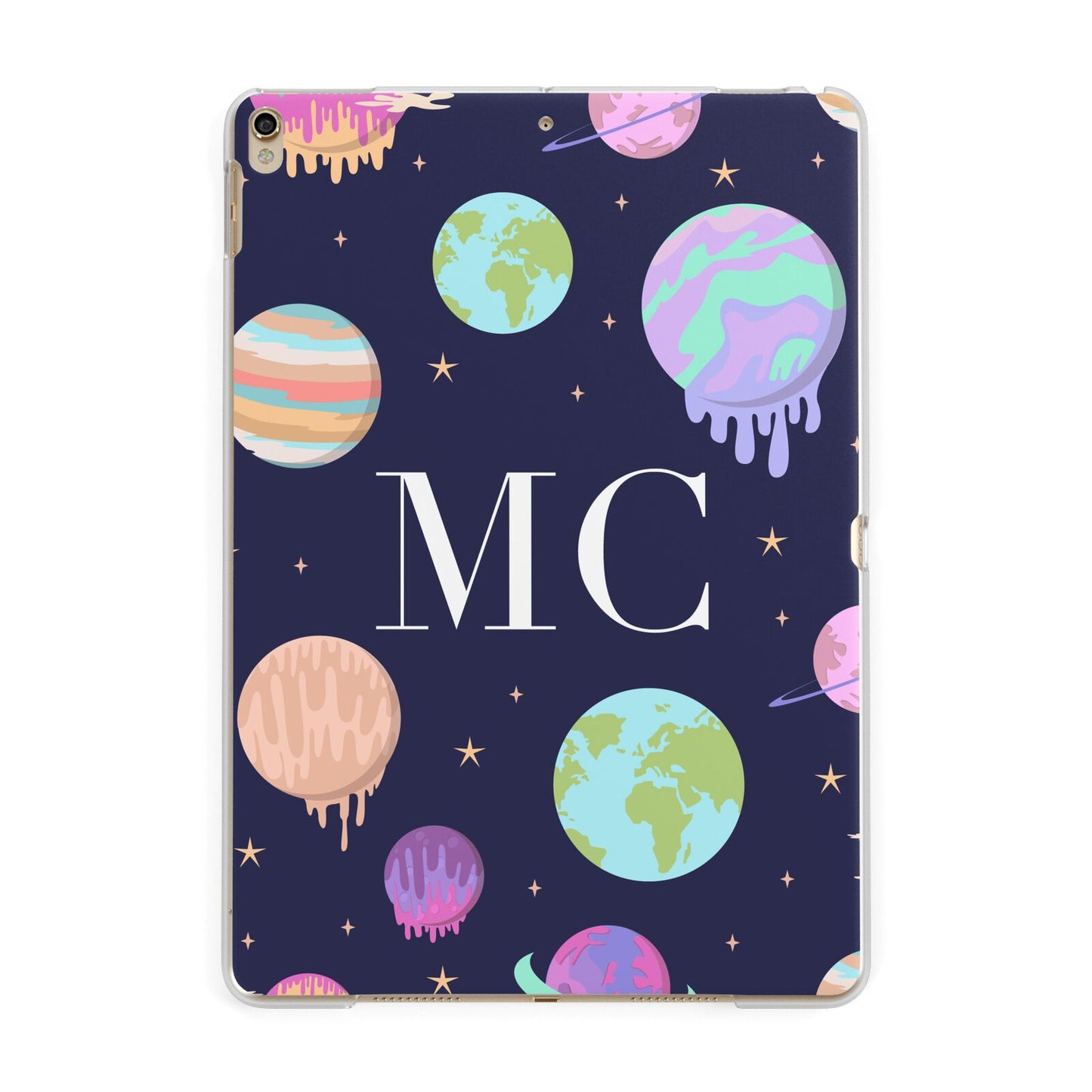 Marble Planets Personalised Initials Apple iPad Gold Case