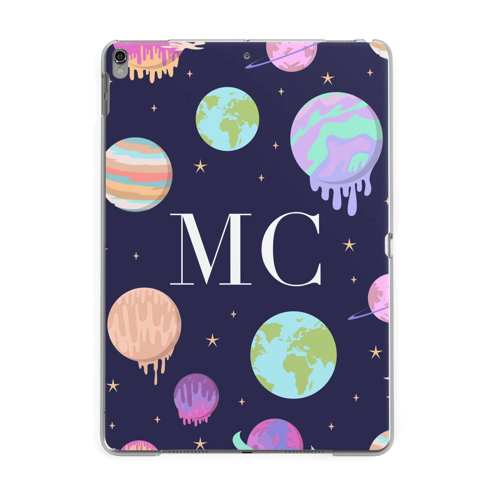 Marble Planets Personalised Initials Apple iPad Grey Case