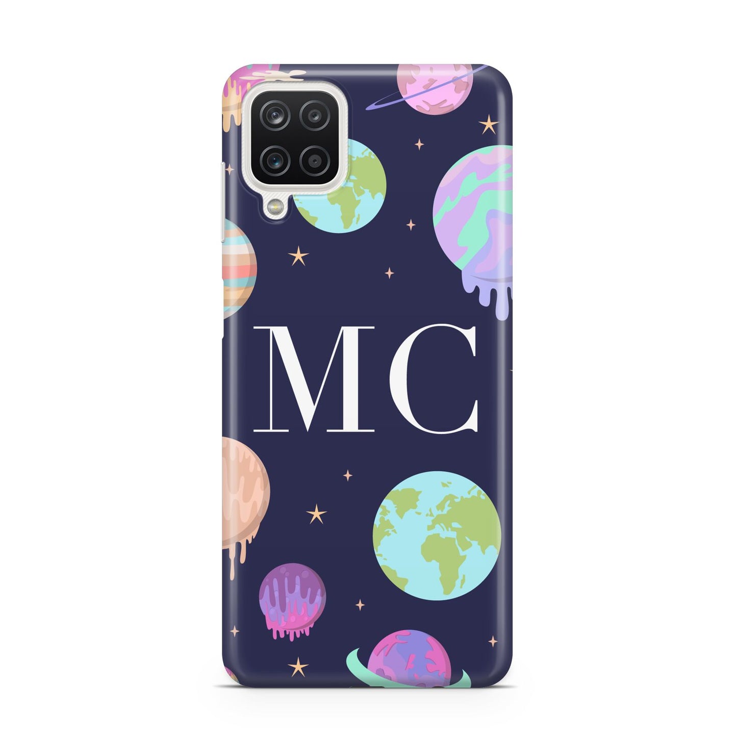 Marble Planets Personalised Initials Samsung A12 Case