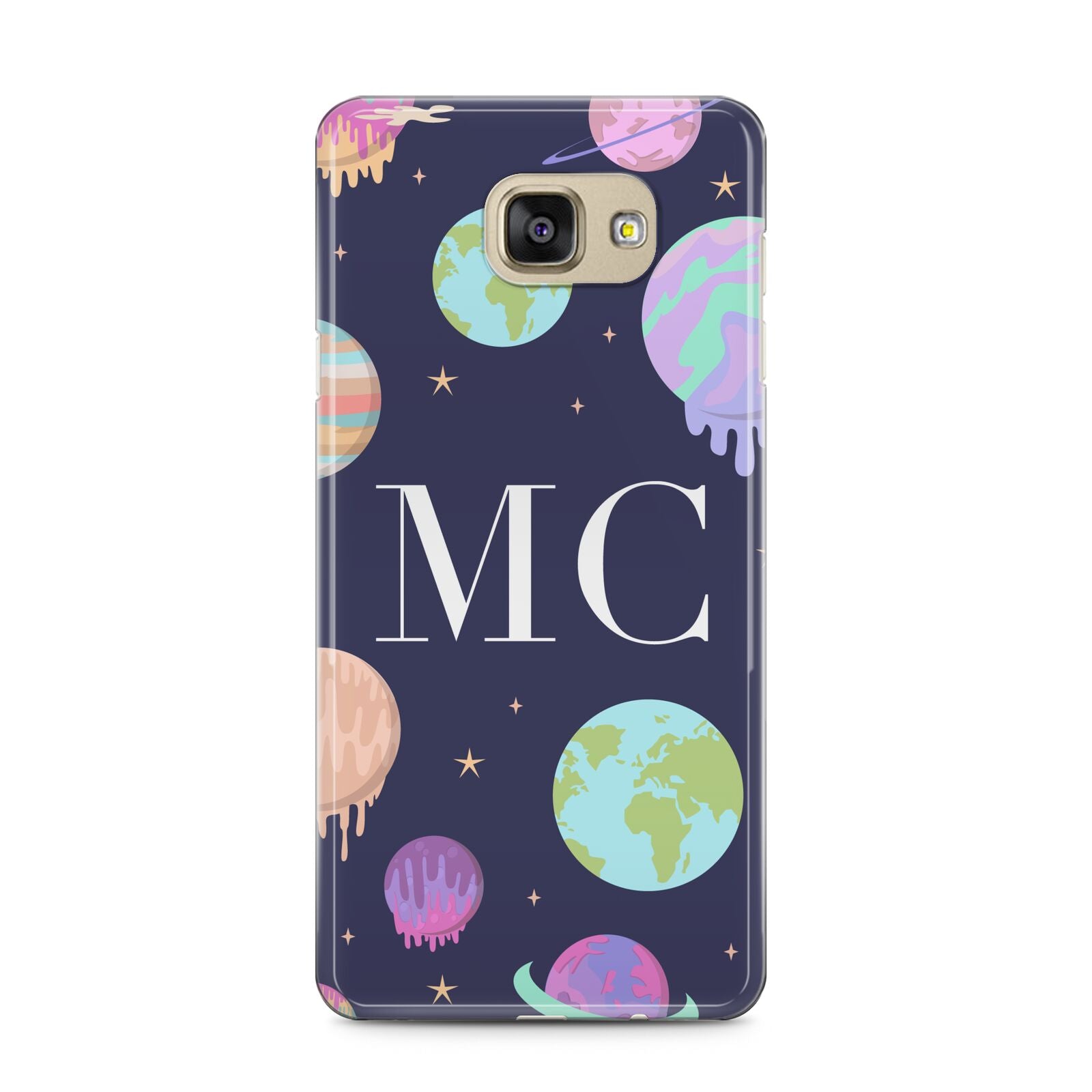 Marble Planets Personalised Initials Samsung Galaxy A5 2016 Case on gold phone