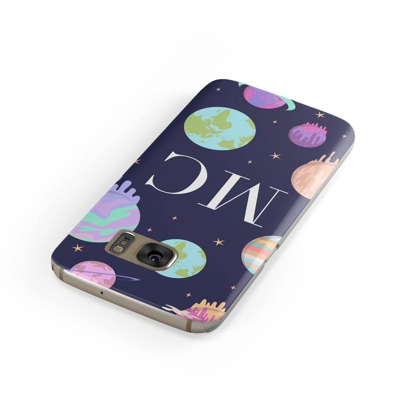 Marble Planets Personalised Initials Samsung Galaxy Case Front Close Up