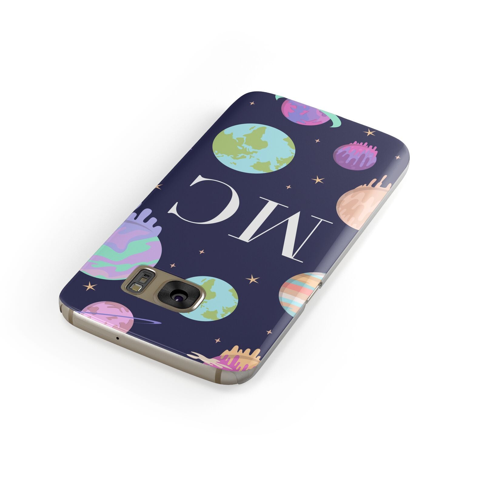 Marble Planets Personalised Initials Samsung Galaxy Case Front Close Up